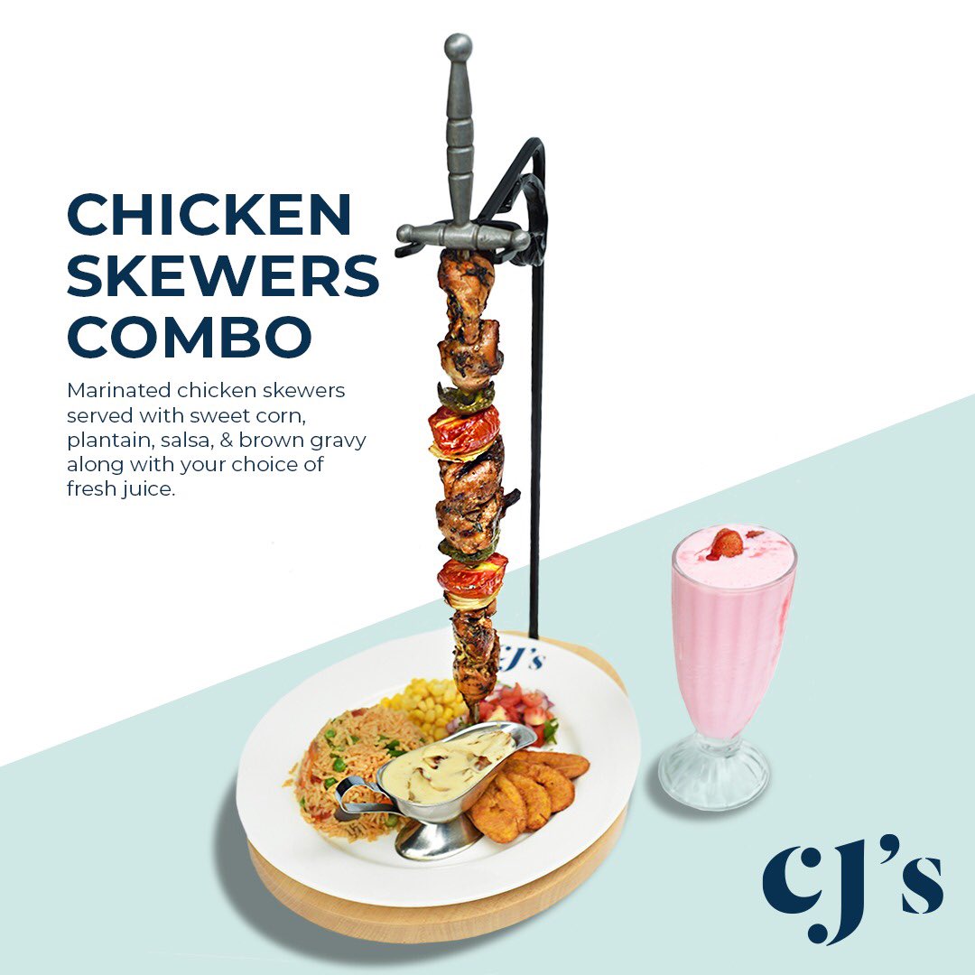 CJs__256's tweet photo. CHICKEN SKEWERS COMBO 🤤
Marinated chicken skewers served with sweet corn, plantain, salsa & brown gravy along with your choice of fresh juice
#cjsbigmeals
#cjsbigmealcombo
#chickenskewers https://t.co/meTq6D4Vkr
