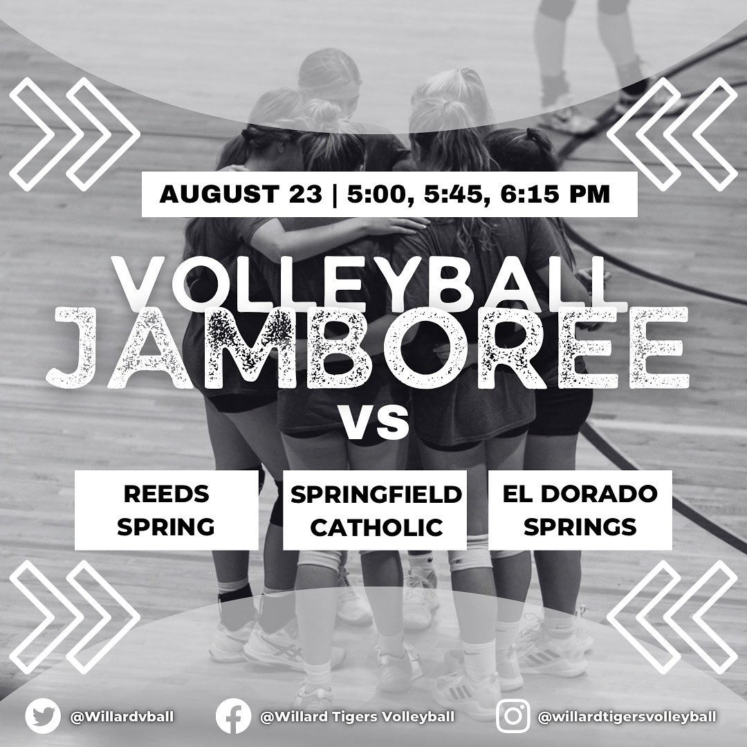 Willard will be hosting the volleyball jamboree ➡️TONIGHT⬅️ at 5:00pm! Come support!! Admission is $2 for adults &amp; $1 for students. 

SEE YOU THERE🏐🐾 #gotigers