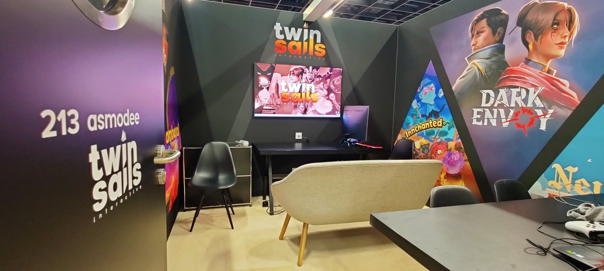 TwinSailsInt's tweet photo. We're all set up and ready to receive you in the B2B area @gamescom, so feel free to come and have a chat with us tomorrow in room 213! #TwinSails #Gamescom https://t.co/NKFVasodUs