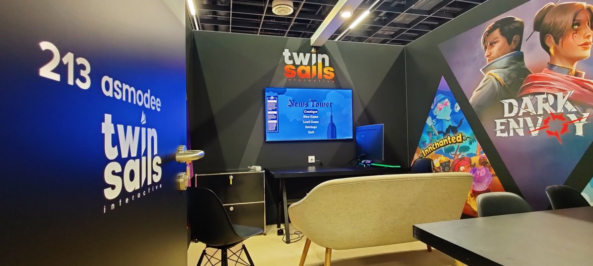TwinSailsInt's tweet photo. We're all set up and ready to receive you in the B2B area @gamescom, so feel free to come and have a chat with us tomorrow in room 213! #TwinSails #Gamescom https://t.co/NKFVasodUs