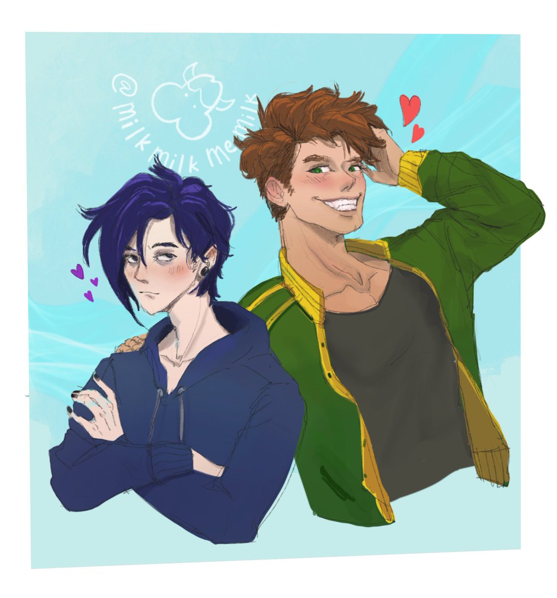 MilkMilkmemilk's tweet photo. I need more jockxgoth content in my life so I drew #Alex and #Sebastian from #StardewValley together 💖😌

#StardewValleyfanart https://t.co/CEWQ80EiDh