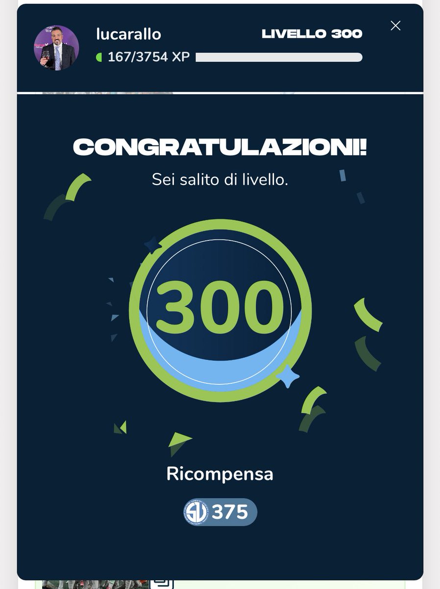 lucarallo's tweet photo. New level 3️⃣0️⃣0️⃣ @SociosItalia @socios 👌🏼 #300level #Club300 #BeMoreThanAfan https://t.co/n5ANOFMWd3