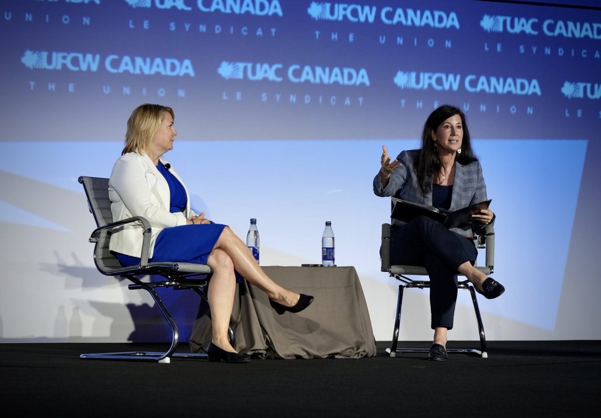 Right now at the 2022 #UFCW Canada National Council Convention: A conversation with <a href="/CanadianLabour/">Canadian Labour</a> President <a href="/PresidentCLC/">Bea Bruske, CLC President</a> and <a href="/kathleenmonk/">Kathleen Monk</a> on the current state of labour in Canada. 

Bea started her labour activism as a proud <a href="/UFCW832/">UFCW Local 832</a> member. 

#WeAreUFCW #canlab