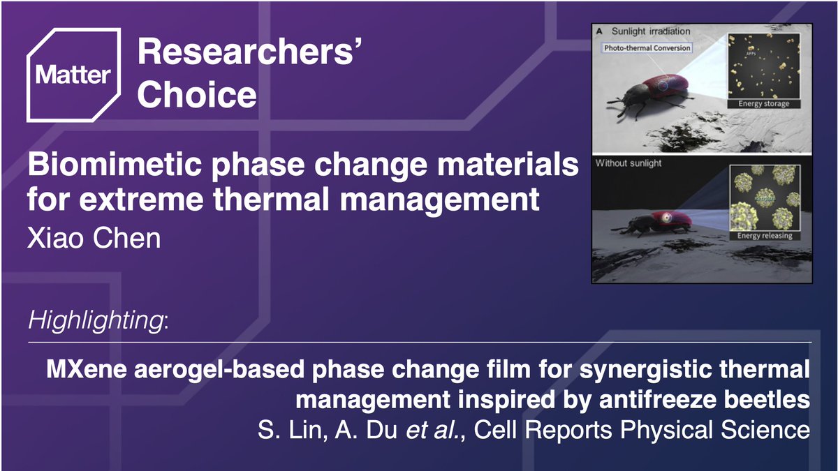Matter_CP's tweet photo. Xiao Chen from Beijing Normal University highlights recent work led by Sijie Lin & Ai Du on a #MXene/bacterial cellulose-based material for thermal management!
#MatterIssue38 Preview: https://t.co/HvsKa6luzw
@CellRepPhysSci Article: https://t.co/vnZVXoCvRh https://t.co/muwbOrDhaK