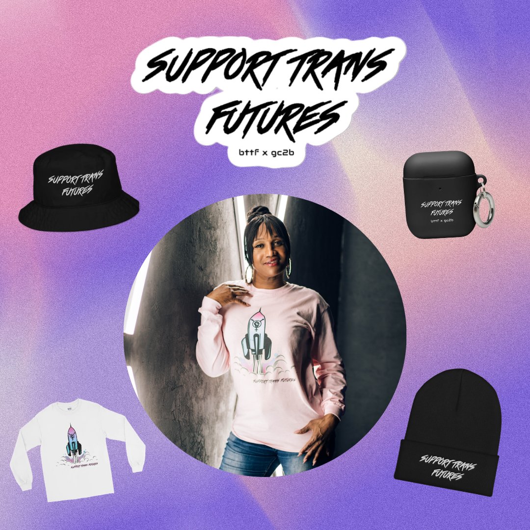 gc2bapparel's tweet photo. ICYMI: Our official #SupportTransFutures merch is back! After so many of you requested a restock, there's no way we could not listen!
100% of the proceeds benefit Black trans women ππΎ
https://t.co/PCCW6C3SNC https://t.co/fWLTZFGN4R