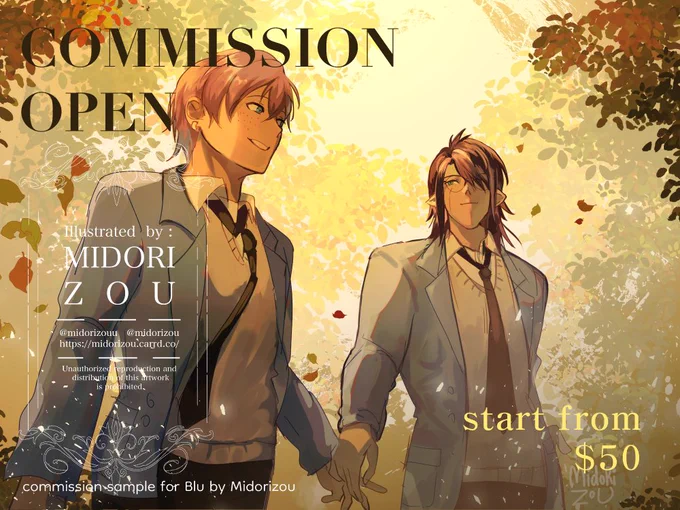 OPENED COMMISSIONHello I'm opening my art commission waiting list for SeptYou may check the details on  And fill the form >> and RTs are appreciated, thank u 