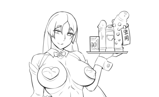 これは描いてる最中の逆バニー頼光(耳はまだ) 