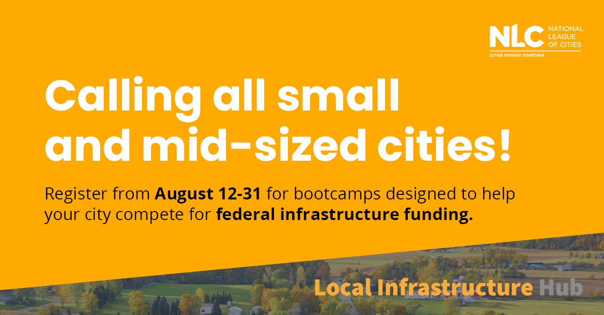 MDMunicipal's tweet photo. This fall, @leagueofcities &amp; the Local Infrastructure Hub are hosting a series of free bootcamp trainings for small/mid-sized cities. The bootcamps are designed to help cities with populations under 150,000 develop strong applications for fed infrastructure grant opportunities... https://t.co/7g45SEYyX8