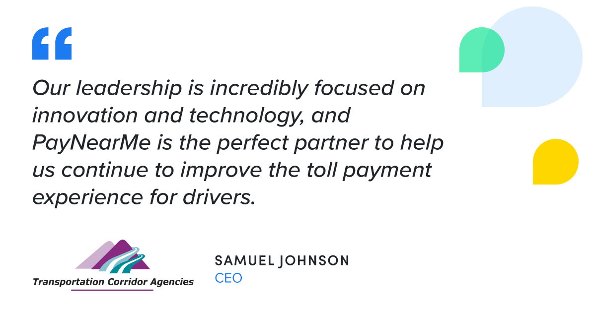 PayNearMe's tweet photo. "Our leadership is incredibly focused on innovation and technology, and PayNearMe is the perfect partner to help us continue to improve the toll payment experience for drivers."

#payments #innovation #tollroads #fintech https://t.co/b4T4eduMIP