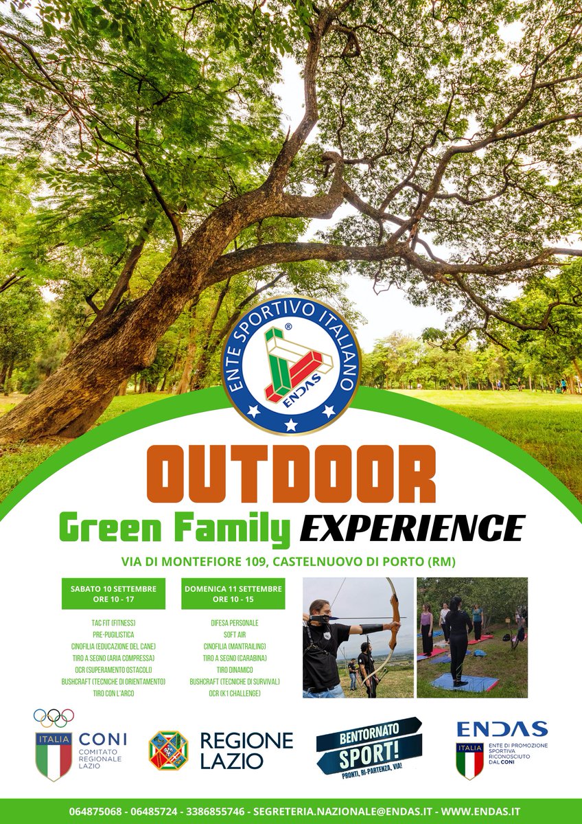 NazionaleEndas's tweet photo. Parte il primo degli eventi Nazionali targati #ENDAS: #OutdoorGreenFamilyExperience🍀
La manifestazione si prefissa lo scopo di incentivare le famiglie alla pratica pratica sportiva sana all'aperto! https://t.co/lotwHtRnsO