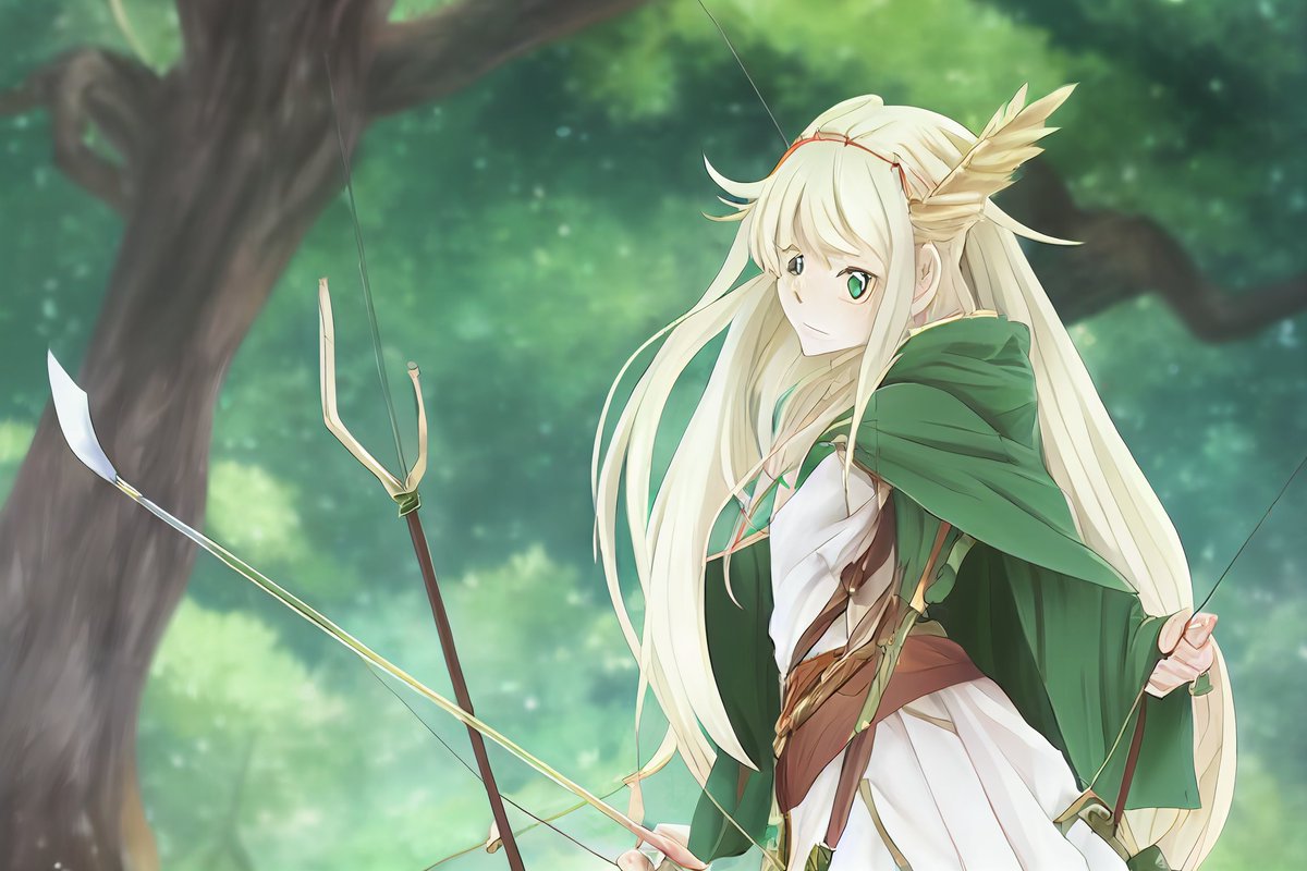 「AIに「エルフ娘描いて!」とお願いしてお出しされた絵と、エルフという単語を出さず」|脳廻のイラスト