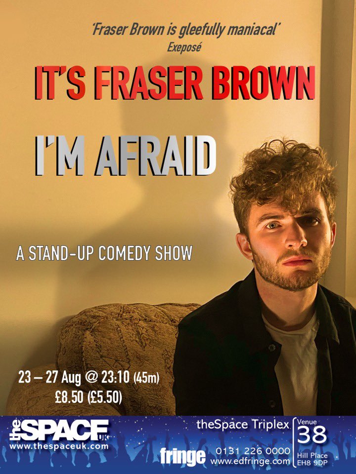 fraserbcomedy's tweet photo. Only 5 shows left this Fringe! So strange to think that this time last year I was only just about to start my run https://t.co/bErNdby6JA