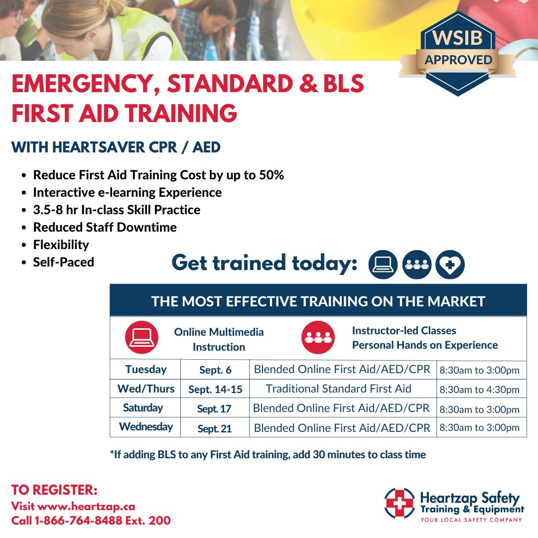 heartzapsafety's tweet photo. Want to go from bystander to hero? This is your chance! 

Book your first aid training class in Cambridge now! Click the link in our bio to sign up!

#firstaid #healthandsafety #savealife #cpr #aed #emergencyfirstaid #standardfirstaid #blstraining #cambridge #cambridgeontario https://t.co/dUi632Qe31