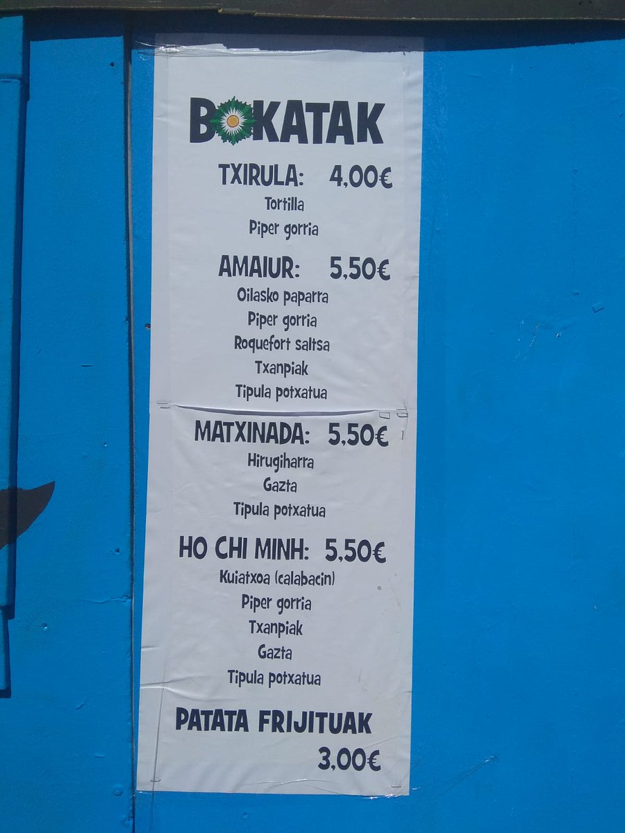 Gaur gauean <a href="/Euskalgunea/">Euskalgunea</a> n <a href="/latopadoragrupo/">latopadora</a> eta <a href="/skastiband/">Skasti</a> izango ditugu.

Aprobetxatu gure bokata gozoak dastatzeko!