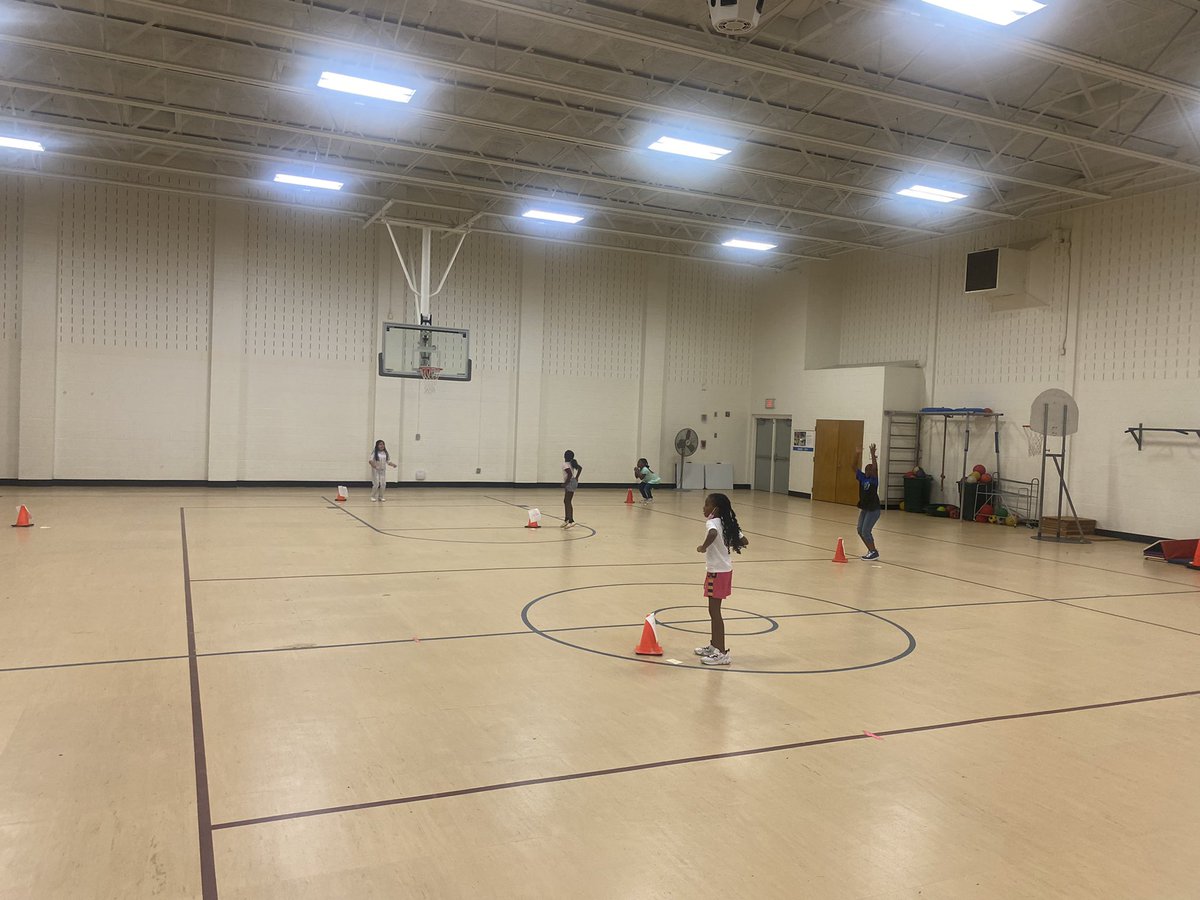 CoachWhiteheadR's tweet photo. Fitness stations for the win @HES_HCS . Each student performed a different exercise at each cone. https://t.co/eM7TRPmR6L