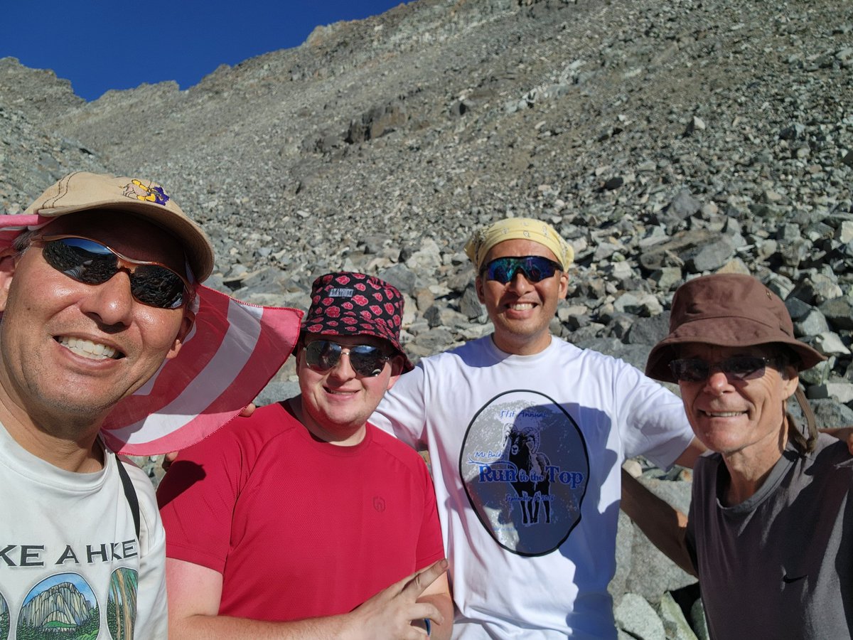 griz1's tweet photo. Day 2 of climb starts w morning #alpenglow, as we head up rock glacier to few remaining snowfields on #SplitMt. #CA14ers #splitmountain @mackpurp @paul_krogstad #KGiza @Inyo_NF @FriendsofInyo @SierraClubCA @americanalpine @climbing @drverley @sheridch90 #climatechange #noglaciers https://t.co/kTemMRKyxv