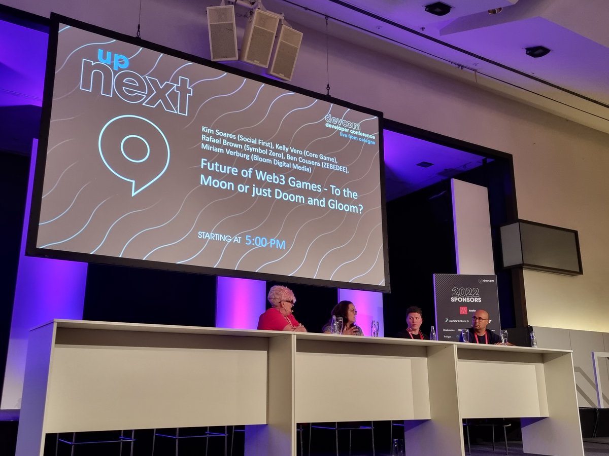 Yesterday our CEO Kim Soares hosted the 'Future of Web3 Games' panel at #Devcom to address and debate the sustainable future of Web3 gaming.

A big thank you to the panelists <a href="/thekellyvero/">Kelly Vero</a>, <a href="/mirverburg/">Miriam</a> and Ben Cousens for some great discussion.

#devcom2022 #Web3gaming #Crypto