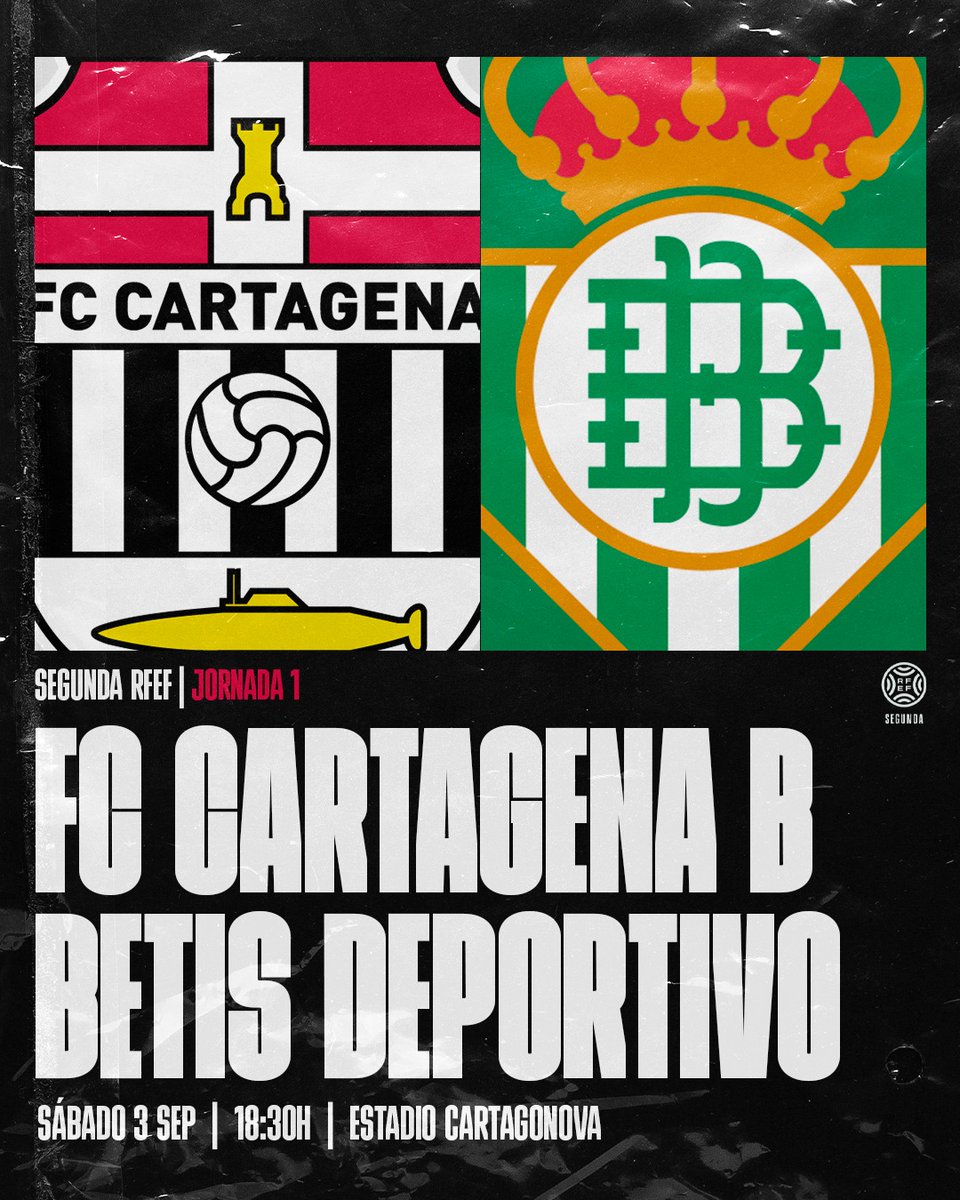 HORARIO | Ya tenemos horario para nuestro debut en #SegundaFederacion 

🆚<a href="/RBetisCantera/">Real Betis Cantera</a> 
📅 Sábado, 3 de septiembre.
⏰ 18.30h. 
 🏟 Estadio Cartagonova.

#CartagenaBBetisB ¡Os esperamos a todos!