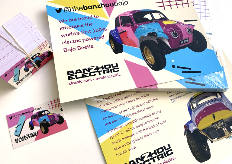pauldyke's tweet photo. Here's a poster and business cards that we designed with @CairnAgency for @aeronoxio to promote his electric car business. It's an electrified Baja Beetle by @type2detectives which was shown at a Goodwood Members' Meeting. We love the paint job by @penfoldstudio. https://t.co/ZbZ9mNoyjT
