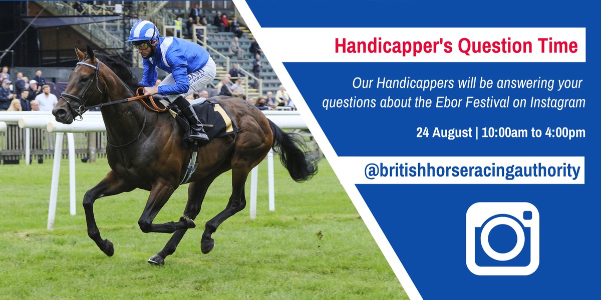 ❓Don't miss Handicappers Question Time⏰TOMORROW on instagram from 10am 👉Find us @britishhorseracingauthority

#EborFestival