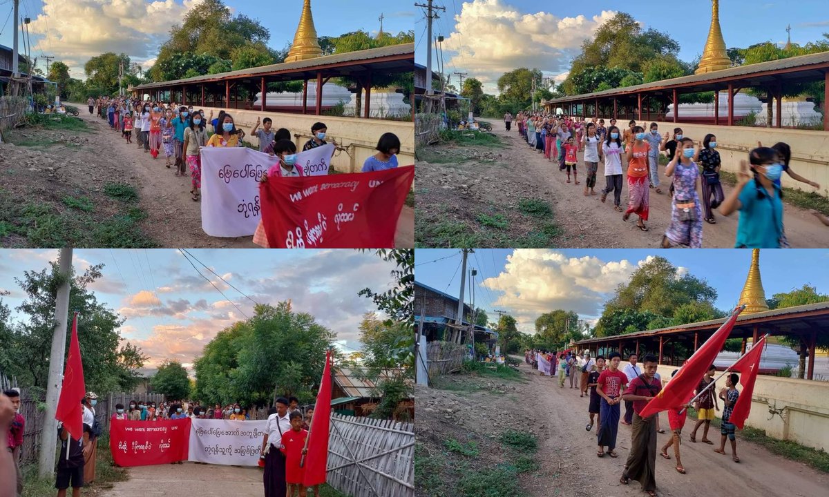 Anti-coup revolutionary strike in a village from Sagaing's Yinmabin township.  #2022Aug23Coup #CrimesAgainstHumanity #WhatsHappeningInMyanmar