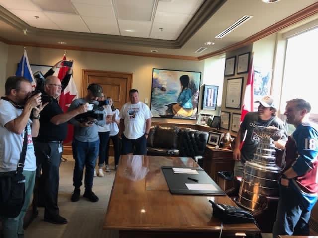 WalshProduction's tweet photo. Unforgettable day working with @DavidAmber yesterday! Just a beautiful day in so many ways. Congrats to Alex Newhook and all the Newhook family. See the Sportnet story here: https://t.co/XhczsFgkSe https://t.co/Z7bofhfJhw