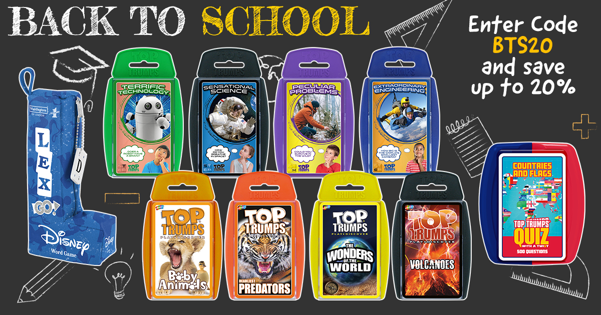 To get kids back in the mood for learning and critical thinking, we’re offering 20% off all lines from now until 4th September. Enter code BTS20 at checkout and the discount will be applied to your basket.

UK Store: winningmoves.co.uk