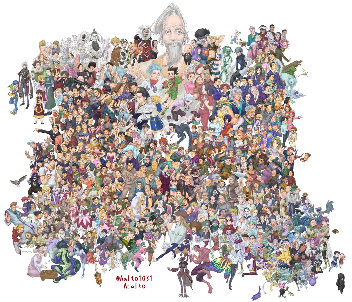 「ハンター×ハンター(当時の)全キャラ描いたぞ!暗黒大陸編が進んだらまた描き足さな」|A:アルトのイラスト