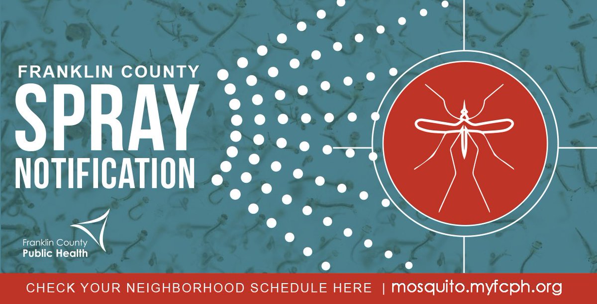 To our residents in the unincorporated community: Mosquito spraying for Mifflin Township is scheduled tonight, Tuesday, Aug. 23, beginning at 8:45 p.m. (weather permitting).  Spray maps are available at  mosquito.myfcph.org/spray-schedule…
