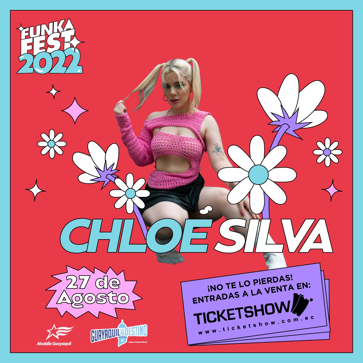 FunkaFest's tweet photo. ¡Podrás escuchar lo nuevo de Chloé Silva en el show increíble que tiene nos preparado este #FunkaFest2022! ✨🙌🎶 ¿Ya tienes tu entrada? Cómprala en el link de nuestra bio. #TodoFunka https://t.co/6aPJOcRq6O