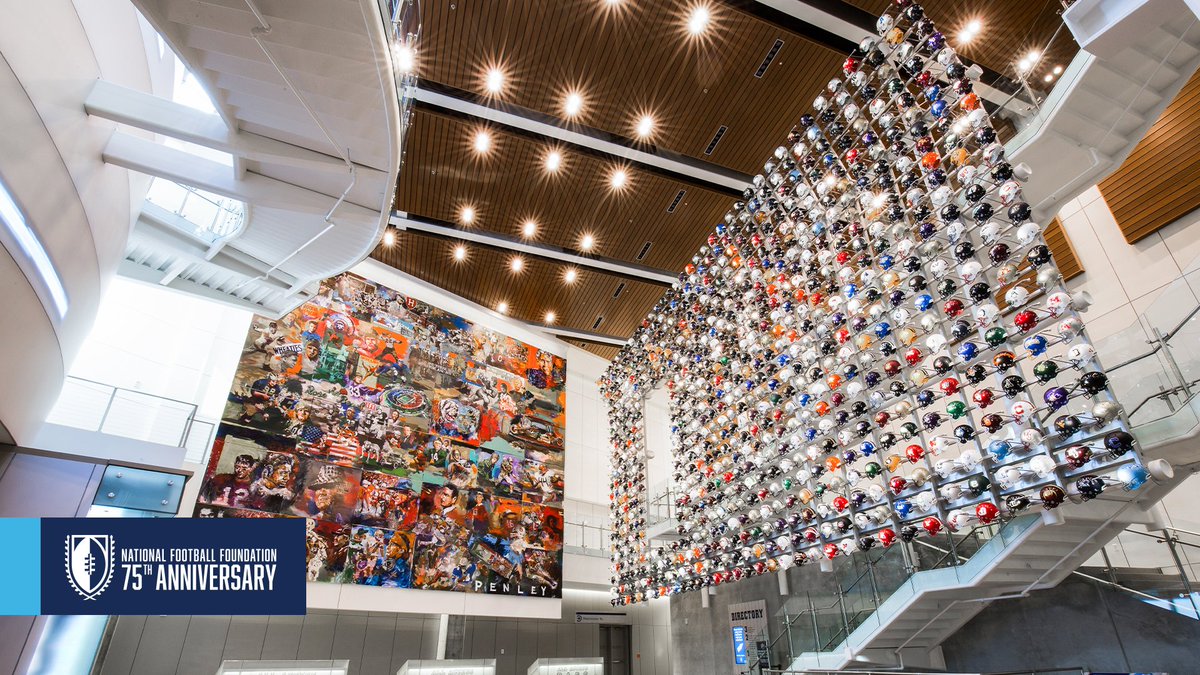 NFFNetwork's tweet photo. On this day in 2014, the @cfbhall opened its doors in Atlanta!

The state-of-the-art Hall meshes traditional memorabilia with interactive exhibits and fans are greeted upon entry with a three-story helmet wall representing all football playing colleges and universities

#NFF75 https://t.co/OYxESZK8qx