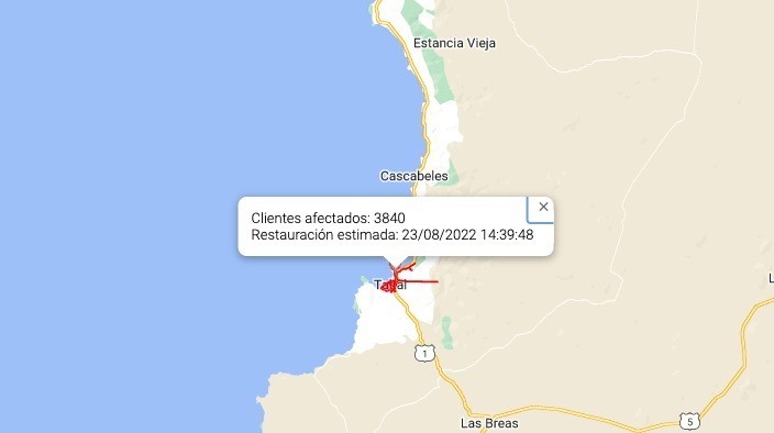 minortecanal's tweet photo. #Ahora | Corte total de energía eléctrica e la ciudad de #Taltal más de 3400 personas afectadas por el corte hora estimada reposición según @CGE_Clientes sería a las 14:40hrs. #NoticiaEnDesarrollo https://t.co/ntg16Ft0J0