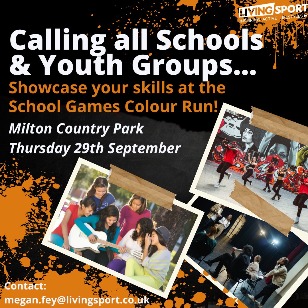 Living Sport (@living_sport) on Twitter photo 📢 Calling all Schools & Youth Groups!! 📢
We're looking for some Cambridgeshire & Peterborough based youth-led performances to be showcased in our event village at the upcoming School Games Colour Run.
For more details please contact: megan.fey@livingsport.co.uk 📢 Calling all Schools & Youth Groups!! 📢
We're looking for some Cambridgeshire & Peterborough based youth-led performances to be showcased in our event village at the upcoming School Games Colour Run.
For more details please contact: megan.fey@livingsport.co.uk