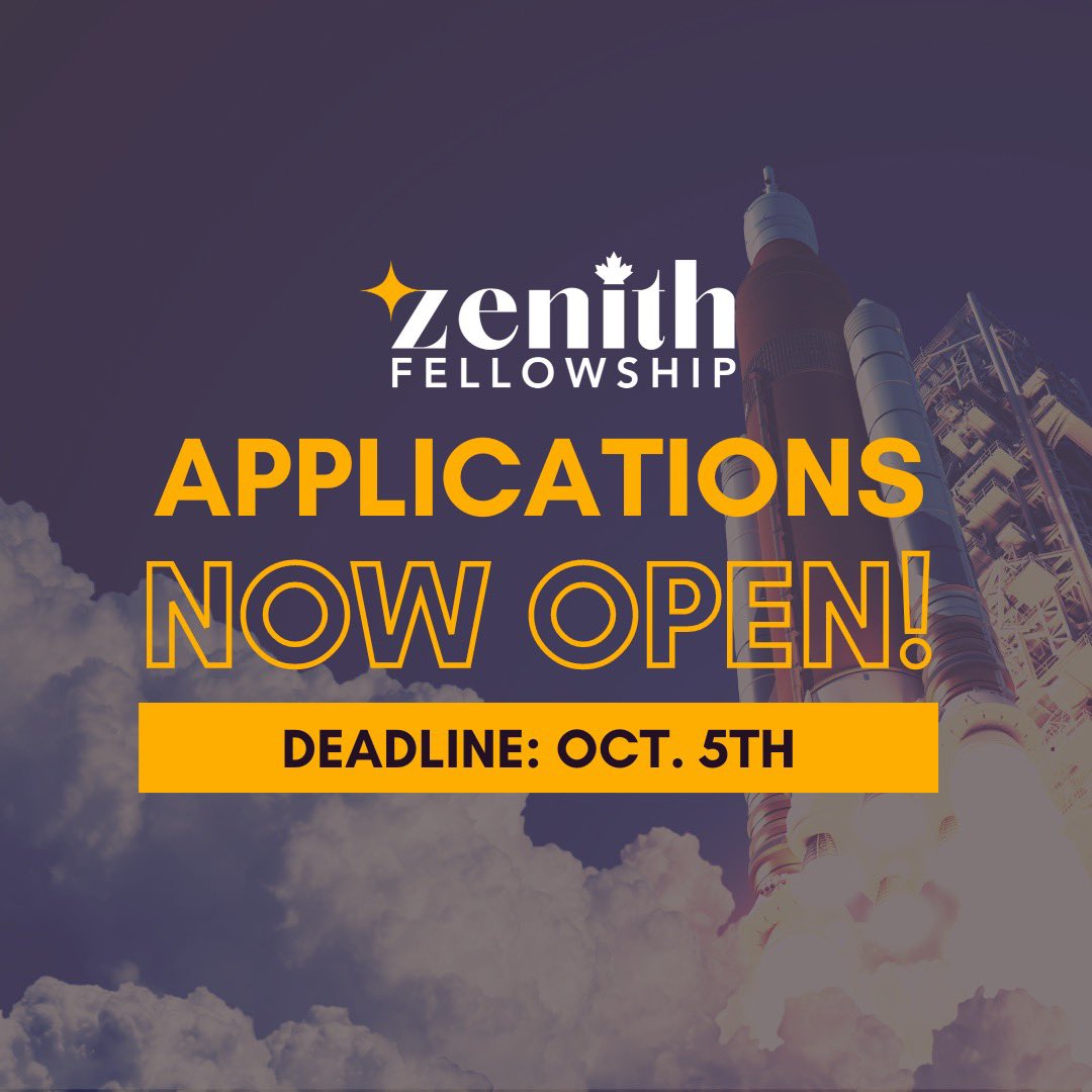 ZenithPathways's tweet photo. All systems go, we are ready for launch!🚀
Not THAT launch, the Zenith Fellowship 2023 applications launch! Get your applications in by October 5th to launch your career in the Canadian space sector as part of the #ArtemisGeneration #ArtemisI #Artemis 🇨🇦✨ https://t.co/yGR9JQXBVg