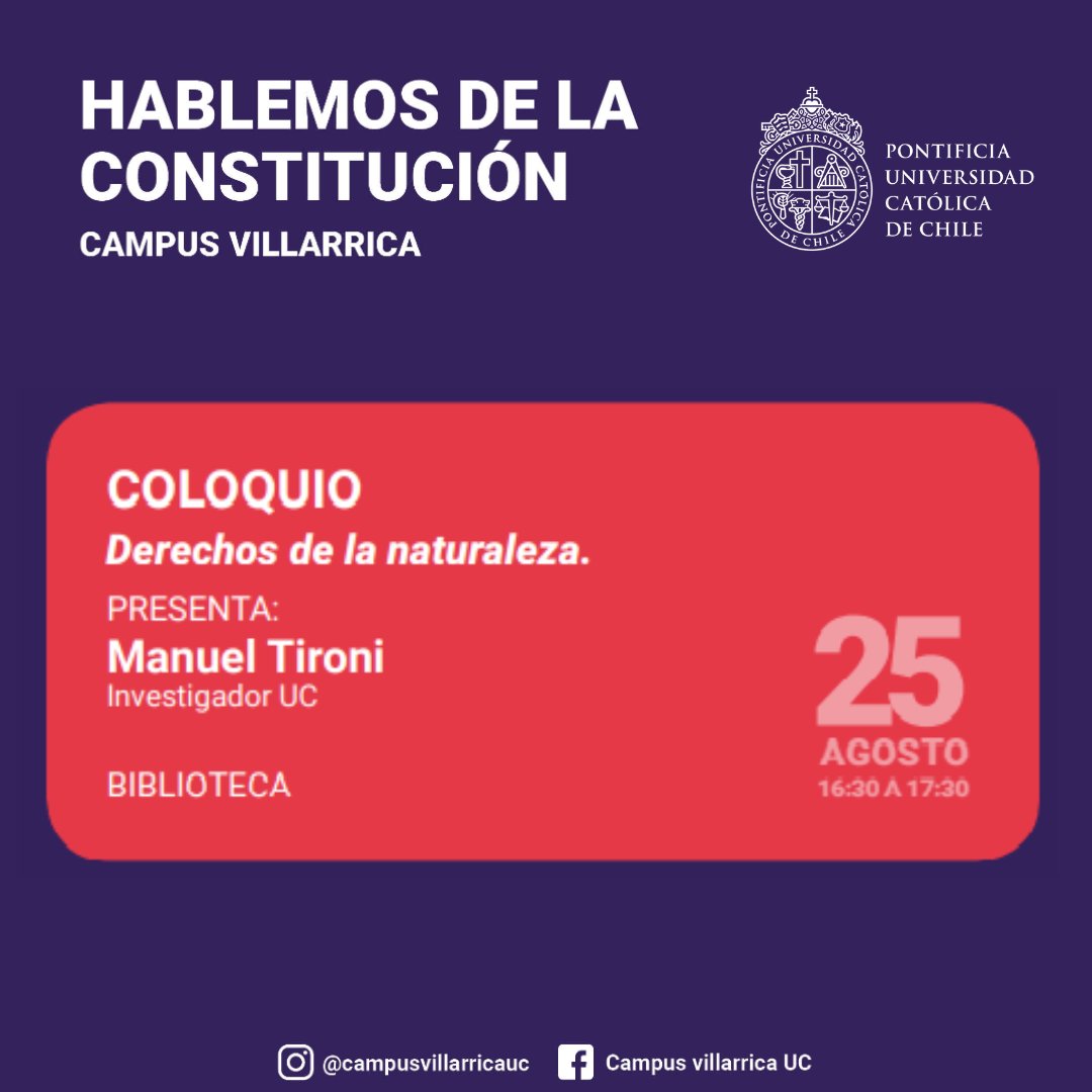 🗣️¡Reflexionemos en torno a los derechos a la ciudad, territorio, libre desarrollo y naturaleza! Participa en nuestros conversatorios y coloquios #HablemosDeLaConstitución de este miércoles 24 y jueves 25. ¡Los esperamos!