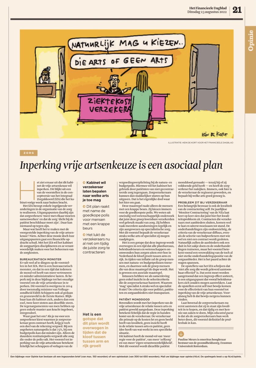 JimFaas's tweet photo. DEZE MAG EINDELOOS HERHAALD

✅ ‘Inperking vrije artsenkeuze is een asociaal plan’ 
✅ aldus em. hoogleraar @PaulineMeurs vandaag 👇 in FD

✅ toch probeert het kabinet dit iedere keer weer…
✅ terwijl (ook) deze maatregel alleen mensen treft met een krappe beurs https://t.co/PXw4LzwVAj