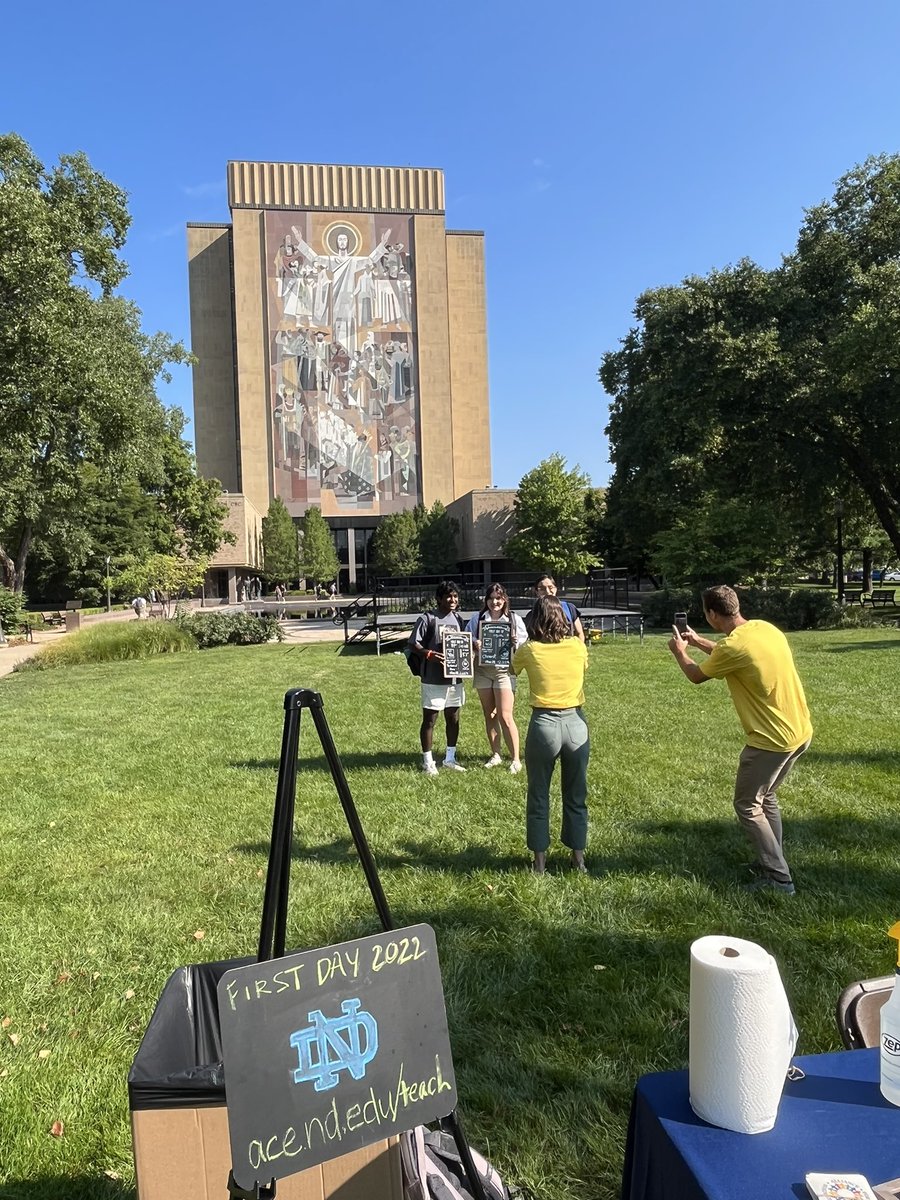 MikeatACE's tweet photo. Great morning celebrating the First Day of School @NotreDame! Best responses to, “What do you want to be when you get older?”

(1) Kind❤️
(2) Teacher👨‍🏫
(3) Taller 😂 https://t.co/9xwSGyZAg7