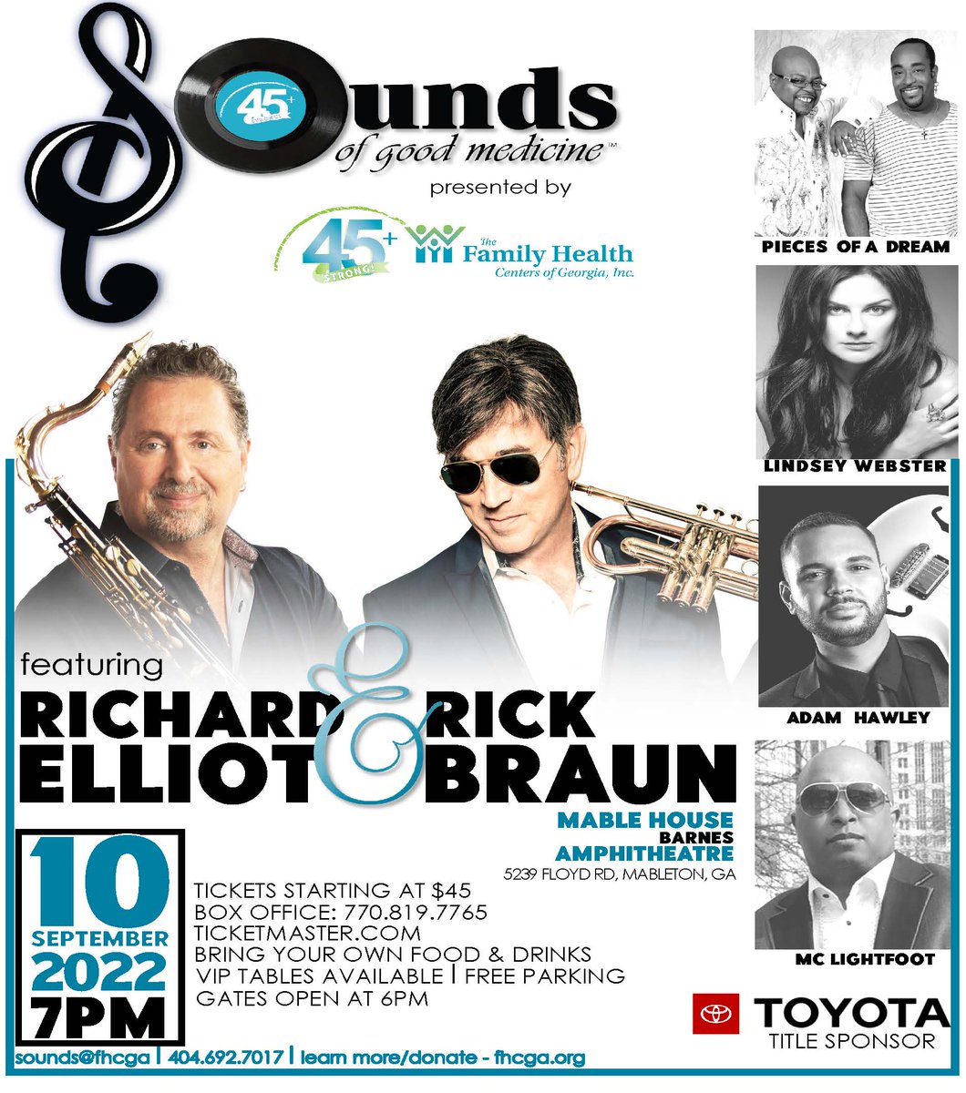 Jazz919WCLKatl's tweet photo. SAVE THE DATE #Jazzness https://t.co/0puizk8VD3 Sounds of Good #Medicine featuring @richardelliot @Rickbraun9 #RT https://t.co/uNXn9JYlEw