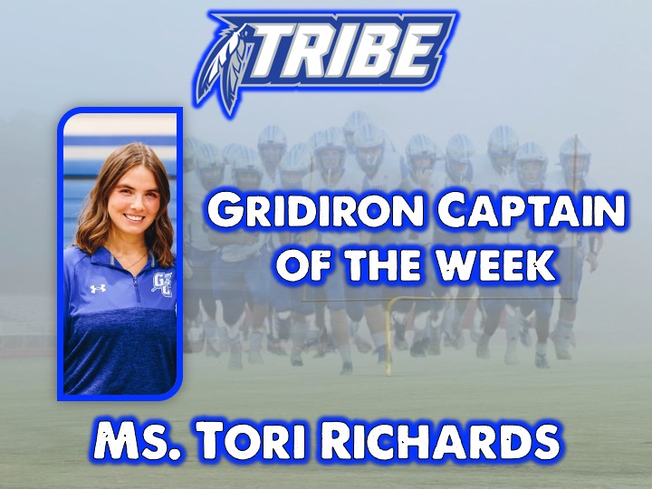 To honor the hard-working faculty at Gordon Central, the football team will be selecting a staff member to serve as an honorary team captain for each home football game.
At this time, I am proud to announce that the
Gridiron Captain of the Week goes to Tori Richards!