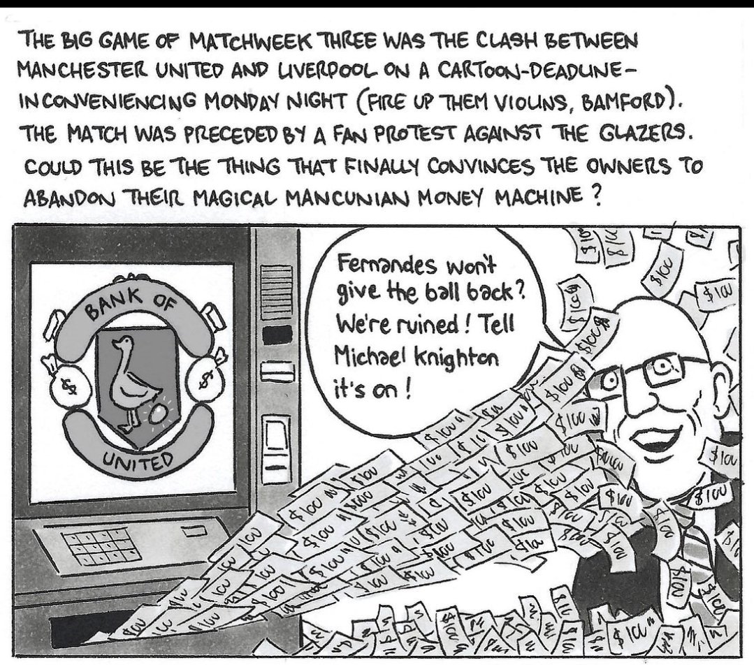 ghostsof92's tweet image. Seems like an appropriate cartoon. Well done all the lads that protested peaceful, but loudly.👊 #GlazersOut #mufc #ggmu #ManUnited