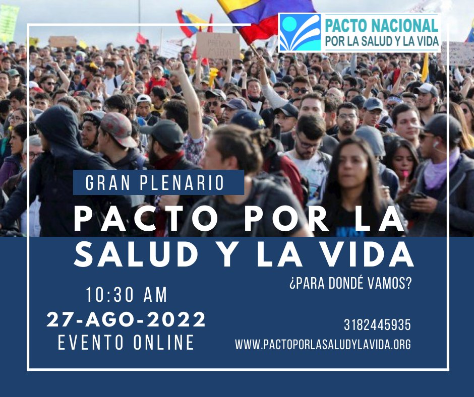 PactoSalud's tweet photo. Estimada, estimado y estimade integrante del Pacto Nacional por la Salud y la Vida queremos invitarle a participar de un gran plenario el próximo sábado 27 de agosto de 2022 de 10:30 am a 1:00 pm. Puedes unirte por medio del siguiente enlace: https://t.co/rjH0eSU37s
Te esperamos https://t.co/LZhLi2jFvb