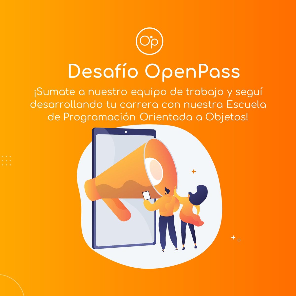 openpassAR's tweet photo. 🔥En #OpenPass estamos ampliando nuestro equipo con Desarrolladores #backend y #fullstack
🧡Incorporate a la Escuela de Programación Orientada a objetos con Smalltalk
📧 Envianos tu CV a rrhh@openpass.com.ar
#DesafíoOpenPass https://t.co/K7FUWziWK7