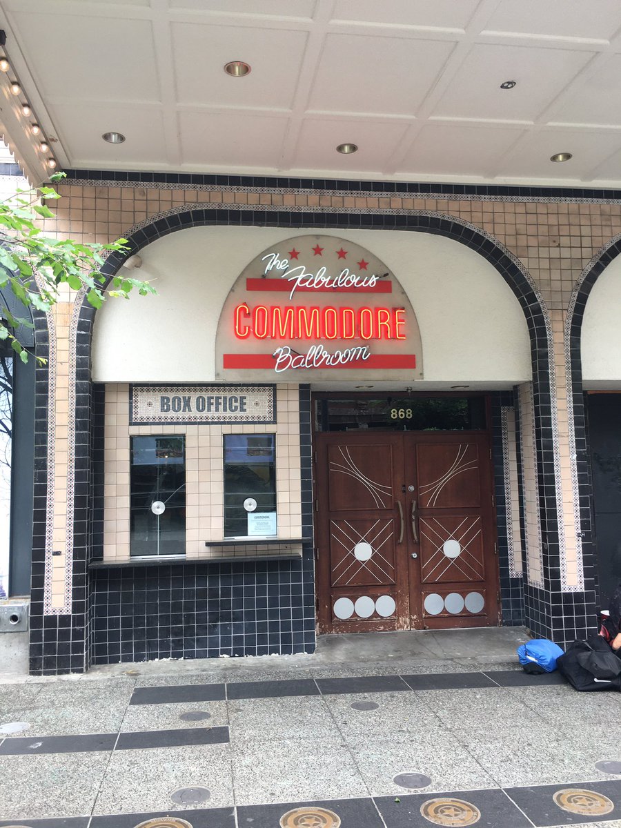 daveyboy604's tweet photo. @modestmouseband you never get to see our #BuySomeMerch devotion in the lobby,., VanCity queued up to support yer schwag ,., please come back for a 5day residency at our Fabulous @commodorevcr ,., you’ll love unwinding here https://t.co/iKzPusPH4e