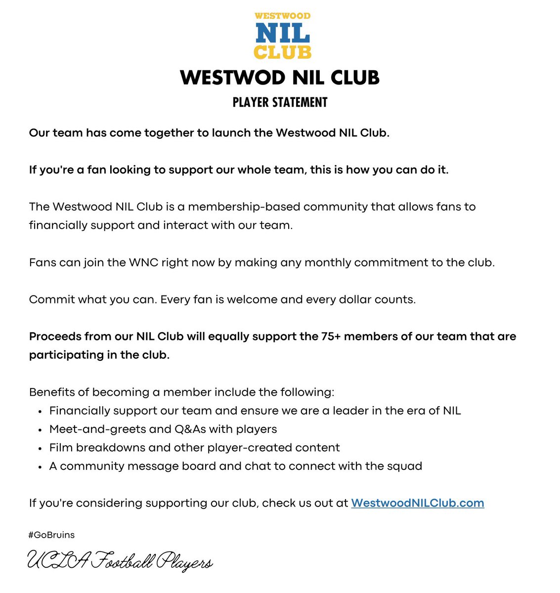 BREAKING: Our team-wide NIL initiative is live now #4sUp