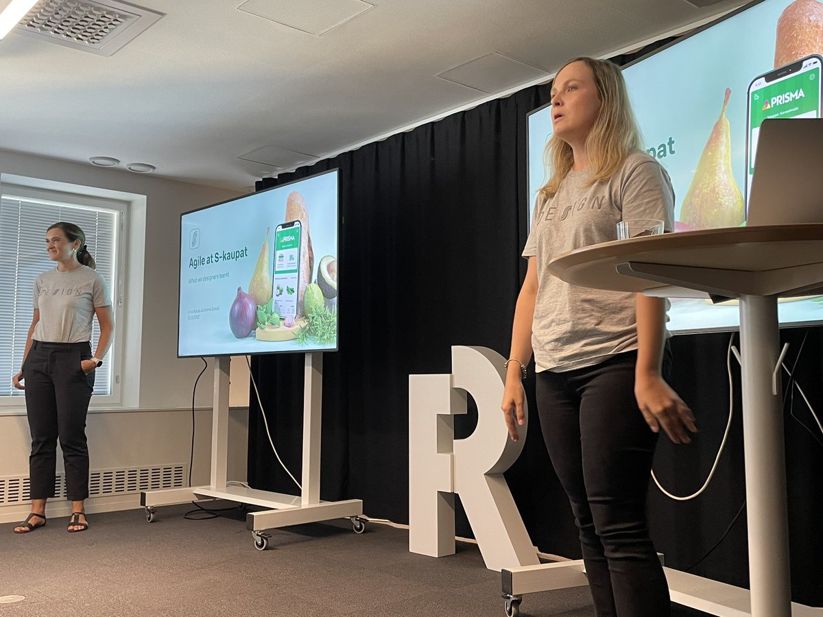 ixdahel's tweet photo. Irina and Emma from S-Kaupat sharing their experiences through Agile https://t.co/FowT7OUoWl