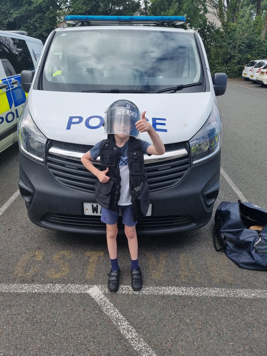 CambornePolice's tweet photo. We had Birthday Boy Kanden visit us today at Camborne Police Station. For a birthday treat from mum he was shown around the police vehicles and even got to try on some police hats.

Happy 9th Birthday Kanden, we hope you have a lovely day! https://t.co/oecMFWop2J