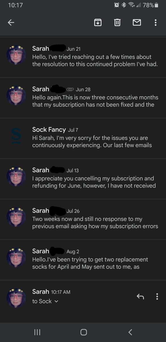 incredible_s's tweet photo. In case anyone was wondering if my sock subscription issue ever got resolved, it didn't. Don't use @SockFancy simply bc their customer service is non-existent. https://t.co/coqAqeCCa2