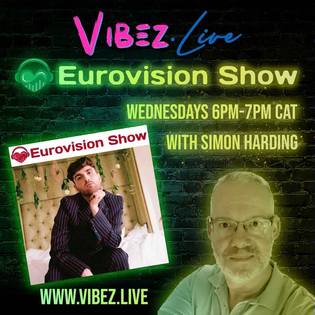 VibezLiveSA's tweet photo. Join us every Wednesday 6-7pm C.A.T for The @eurovision_show with Simon Harding

HOW TO LISTEN ▶️ https://t.co/vFDvODutc1

#VibezLive #Eurovision #Eurovisión #EurovisionUK #EurovisionWinner #VibezLive #EurovisionShow #SimonHarding #Music #OnlineRadio #Radio #ForTheLoveOfMusic https://t.co/aaoJbNZZUk