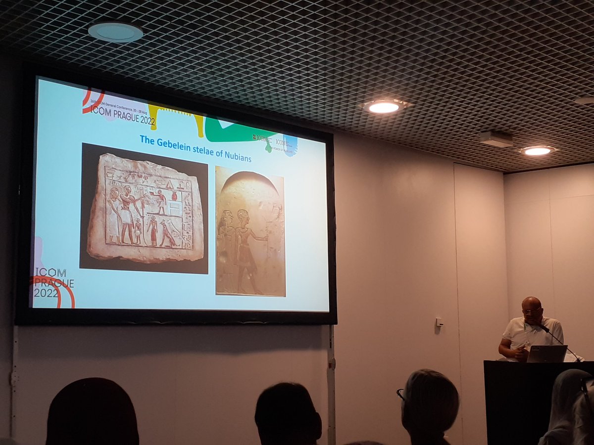 LaraWeissRPM's tweet photo. Spotted some friends in Dr Abdel Meguid Ossama's talk, who is also the chair of #ICOMEgypt @RM_Oudheden Very nice presentation about #Nubian culture in ancien Egypt and today. #Cipeg22 #CipegFamily #cipeg #ICOMPrague2022 @IcomGC @IcomEgypt https://t.co/Gi8EswlIFA