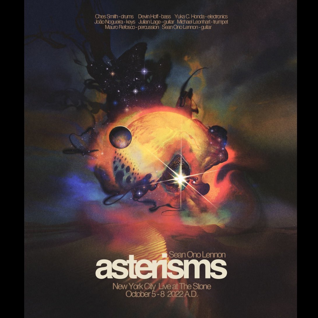 MichaelLeonhart's tweet photo. New #show #alert !!!

I’ll be playing four nights with @seanonolennon ‘s new project “ASTERISMS”
Live at #thestone #nyc
Oct. 5-8 2022 A.D.😎
W/
@ChesSmith1 drums
#devinhoff bass
@YukaCHonda #electronics
#joaonogueira keys
@JulianLageMusic guitar
#maurorefosco percussion

🎺🎺🎺 https://t.co/Iu0QbEsUz1
